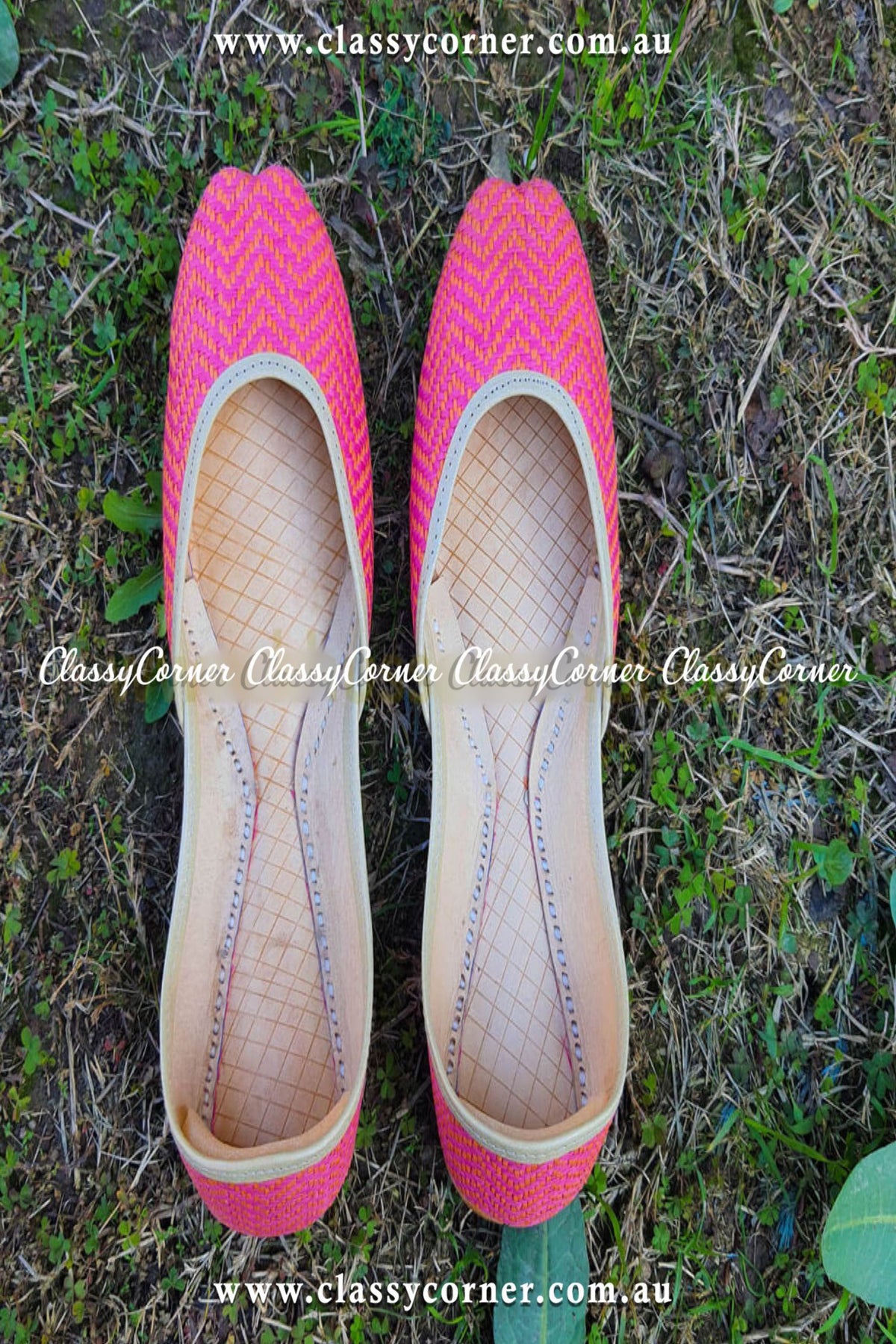 Pink &amp; Orange Formal Khussa - Classy Corner