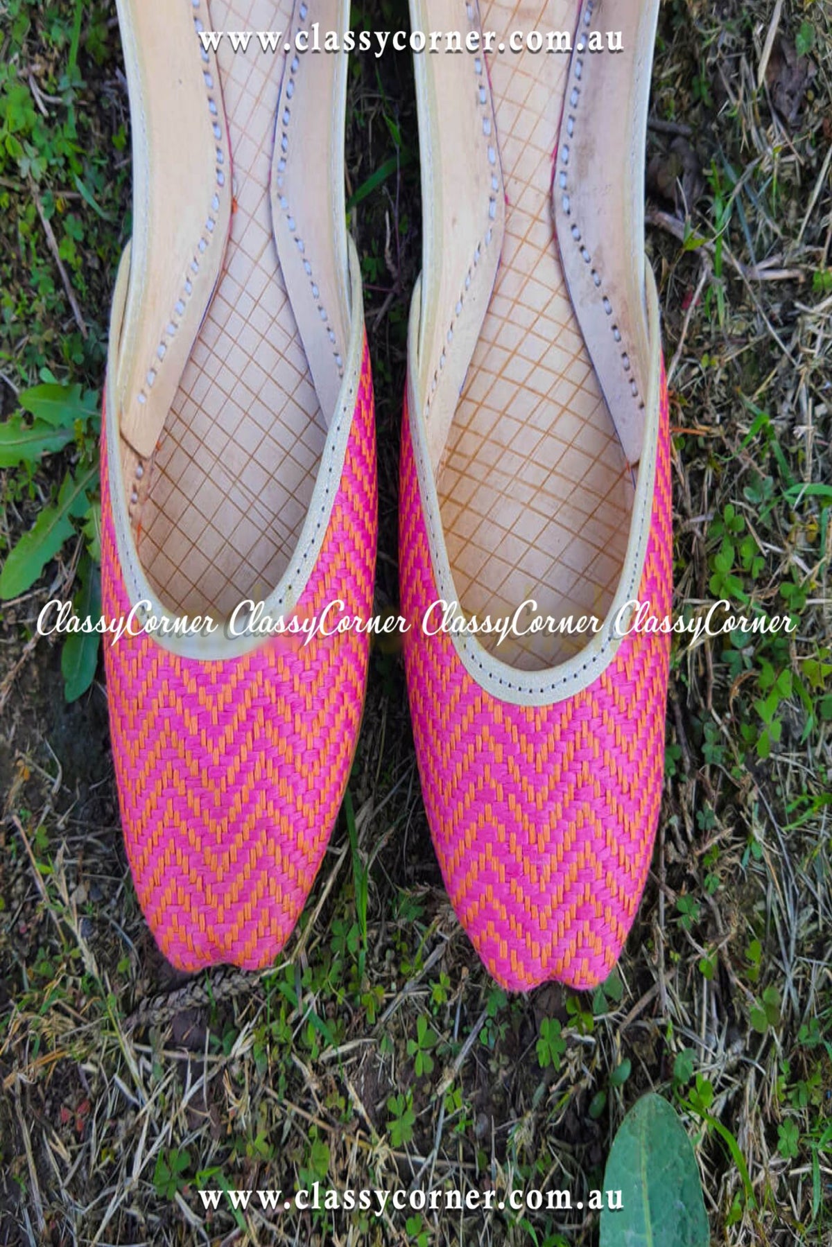 Pink &amp; Orange Formal Khussa - Classy Corner