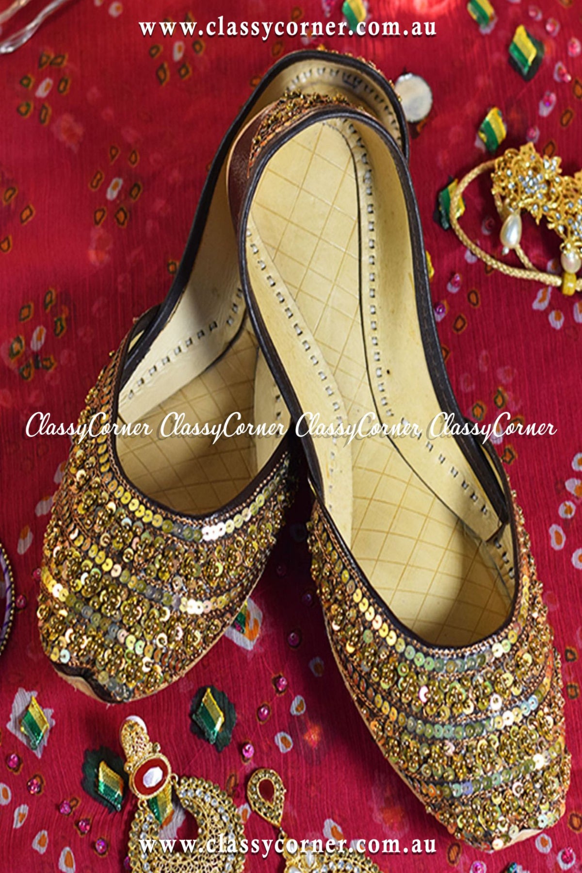 Golden Sequin Khussa - Classy Corner