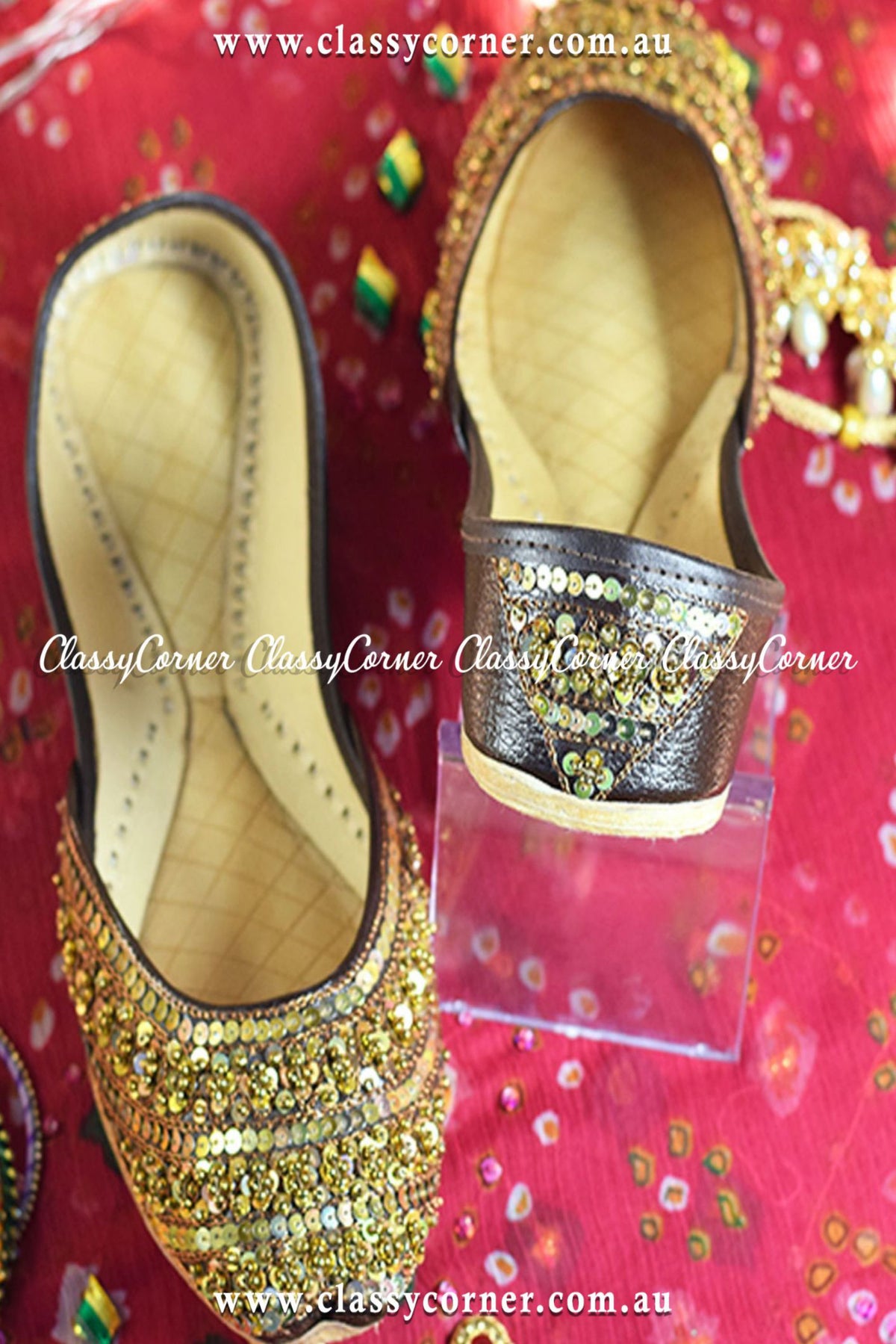 Golden Sequin Khussa - Classy Corner