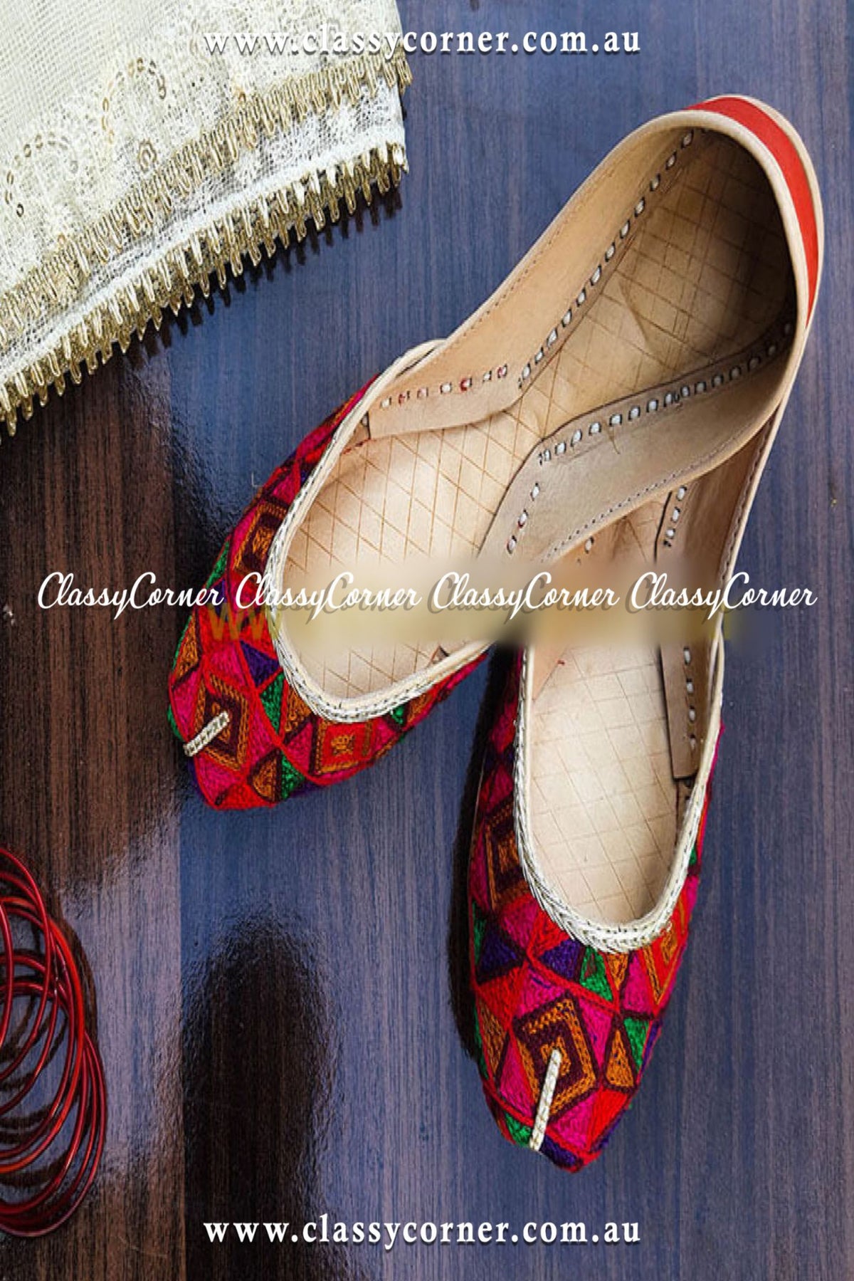 Pink Embroidered Khussa - Classy Corner