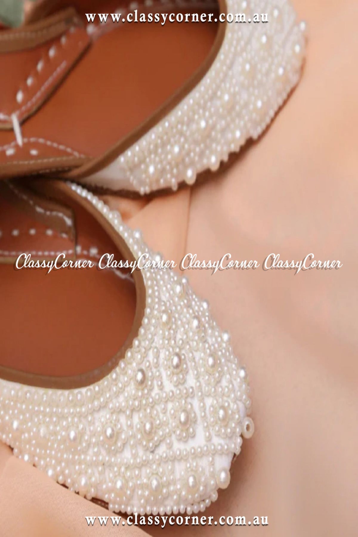 White Pearl Silk Khussa - Classy Corner