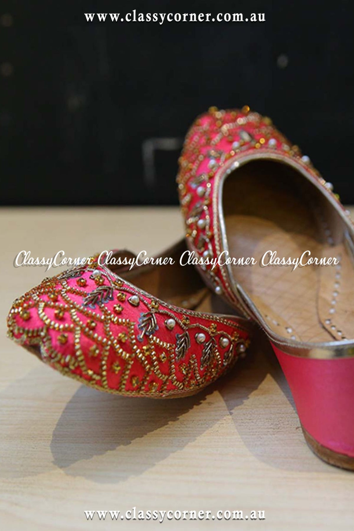 Hot Pink Embellished Khussa - Classy Corner