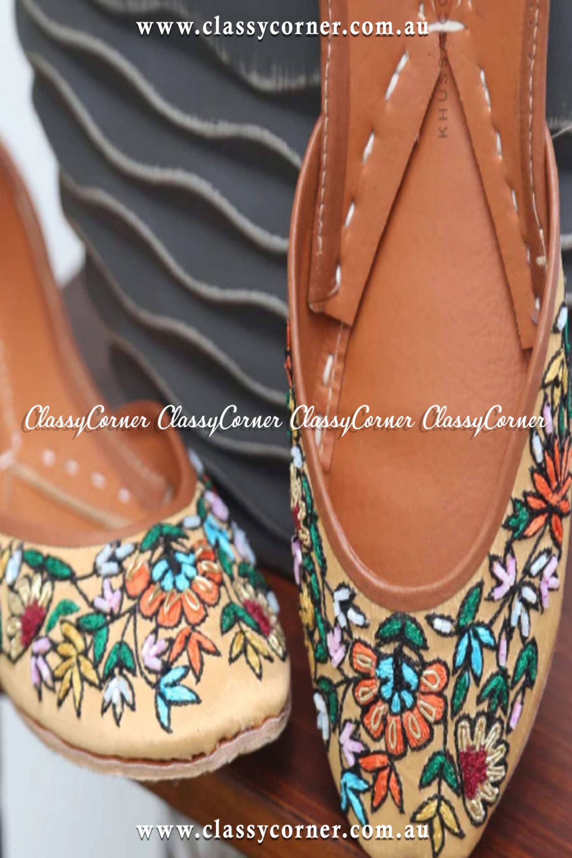 Multicolour Floral Embroidery Khussa - Classy Corner