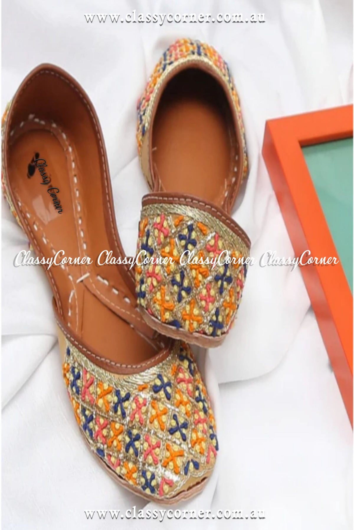 Multicolor Mayon Silk Khussa - Classy Corner