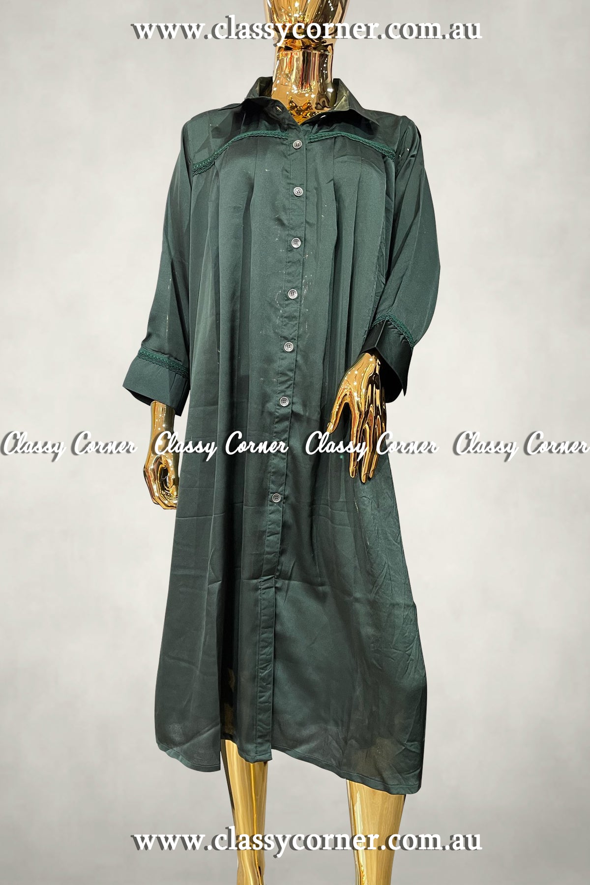 Bottle Green Plus Size Casual Kurti - Classy Corner
